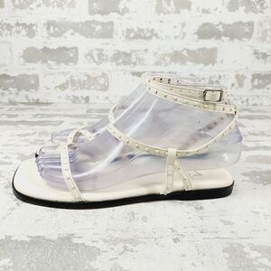 NEW Marc Fisher Nalica White Leather Upper Strap Sandals i930